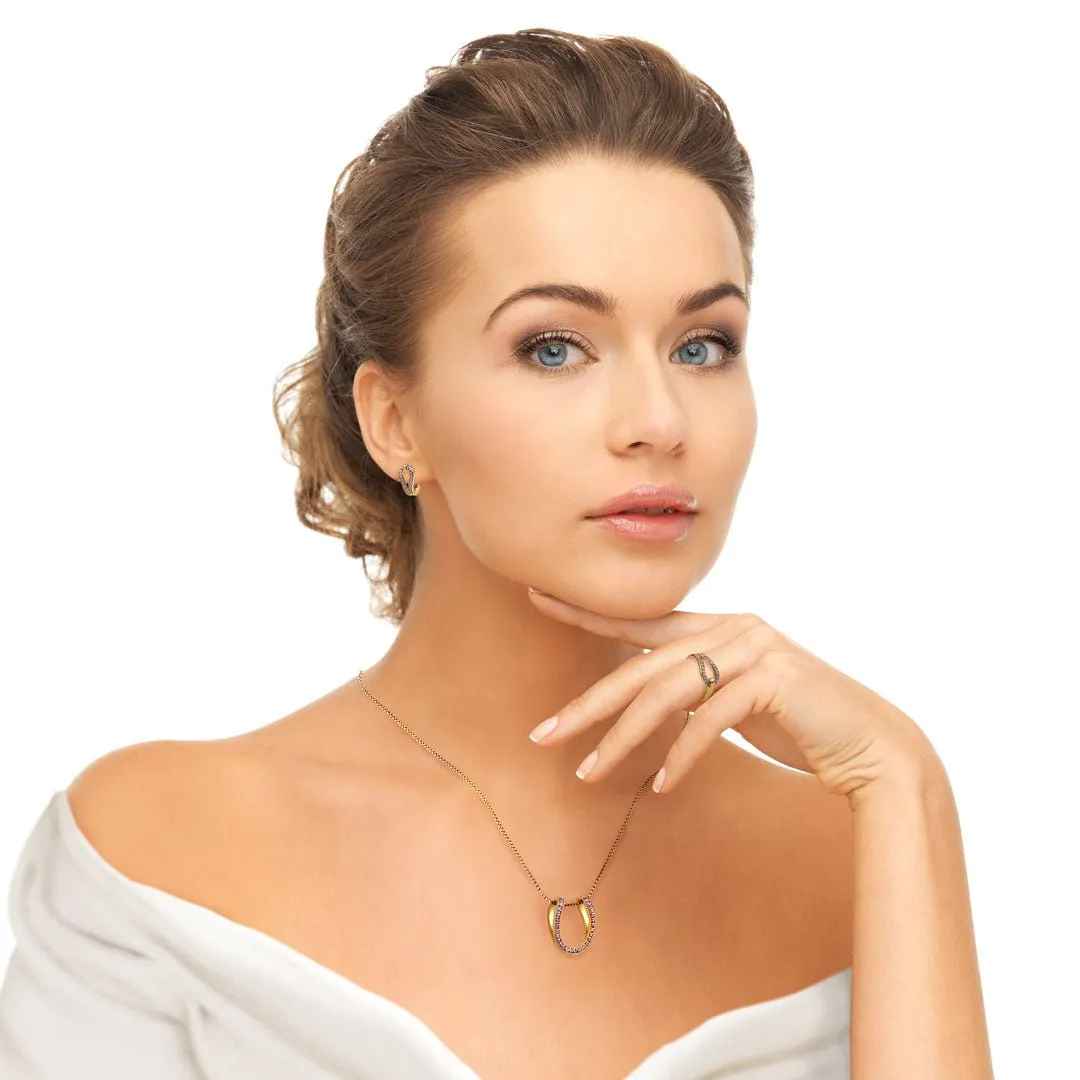 Levade - Horseshoe Moissanite Stone Pendant and Box Chain Sterling Silver Necklace