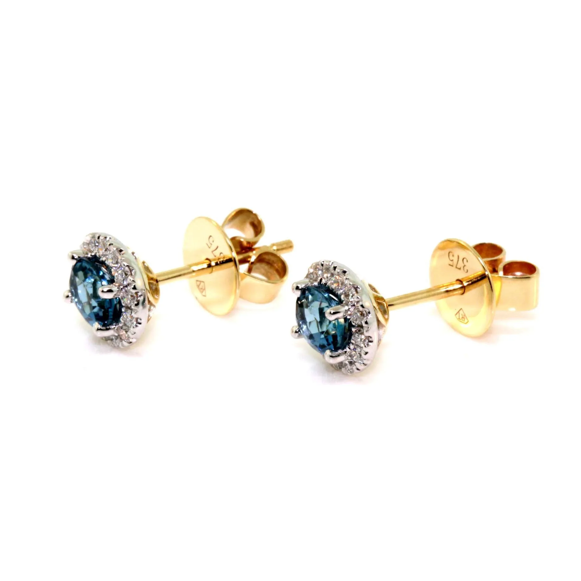 London Blue Topaz Halo Studs