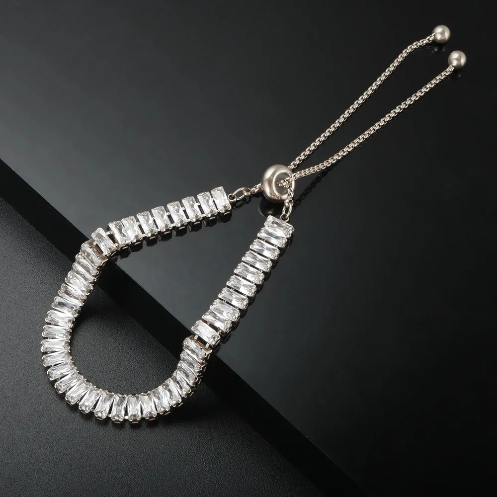 Luxury Square Zircon Adjustable Choker Necklace Tennis Chain Wedding Party Jewelry