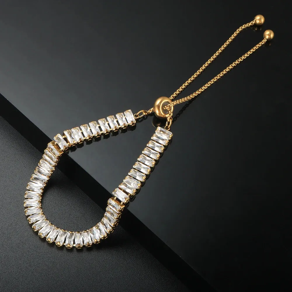 Luxury Square Zircon Adjustable Choker Necklace Tennis Chain Wedding Party Jewelry