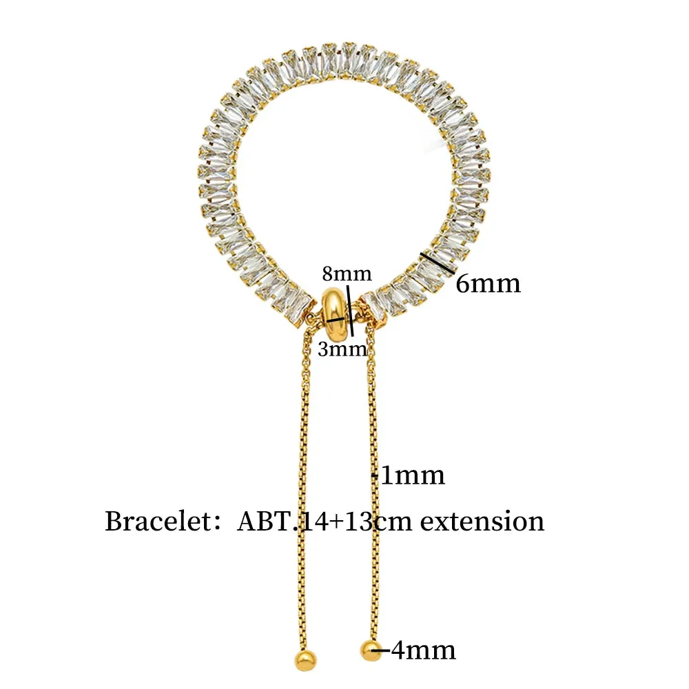Luxury Square Zircon Adjustable Choker Necklace Tennis Chain Wedding Party Jewelry