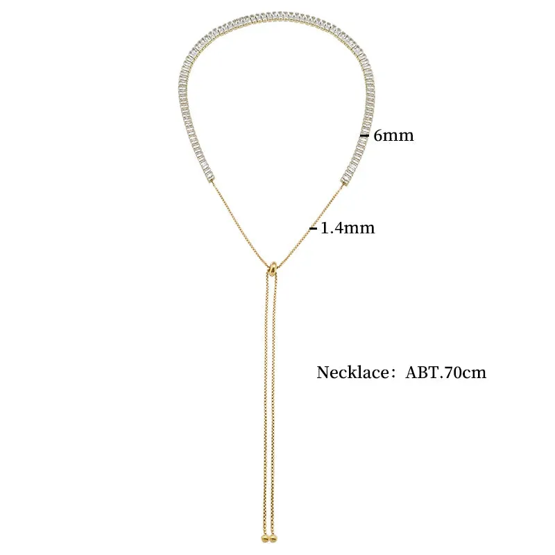 Luxury Square Zircon Adjustable Choker Necklace Tennis Chain Wedding Party Jewelry