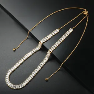 Luxury Square Zircon Adjustable Choker Necklace Tennis Chain Wedding Party Jewelry