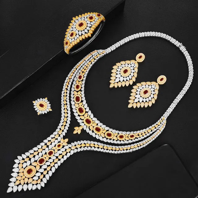 Luxury Trendy Double Layer Nigerian Jewelry sets For Women
