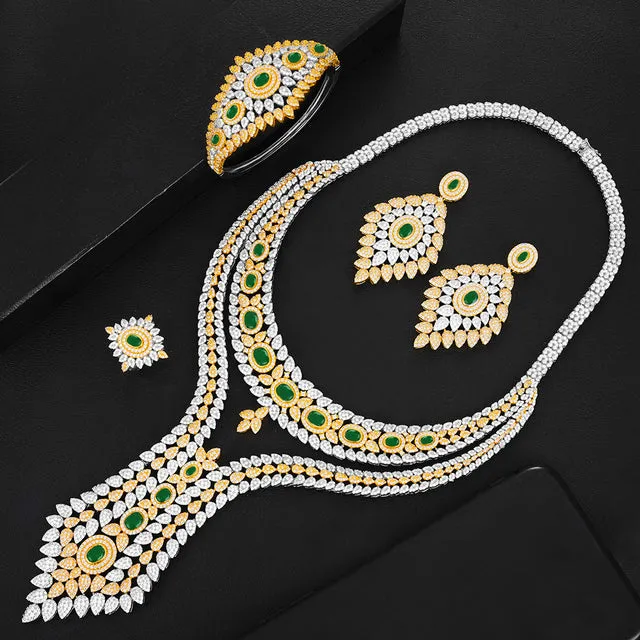 Luxury Trendy Double Layer Nigerian Jewelry sets For Women
