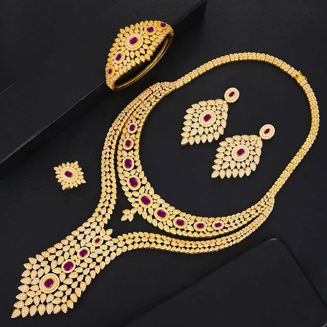 Luxury Trendy Double Layer Nigerian Jewelry sets For Women