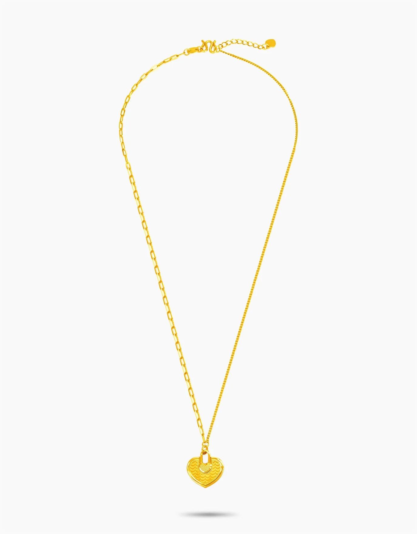 LVC 9IN Locked Heart 999 Gold Necklace