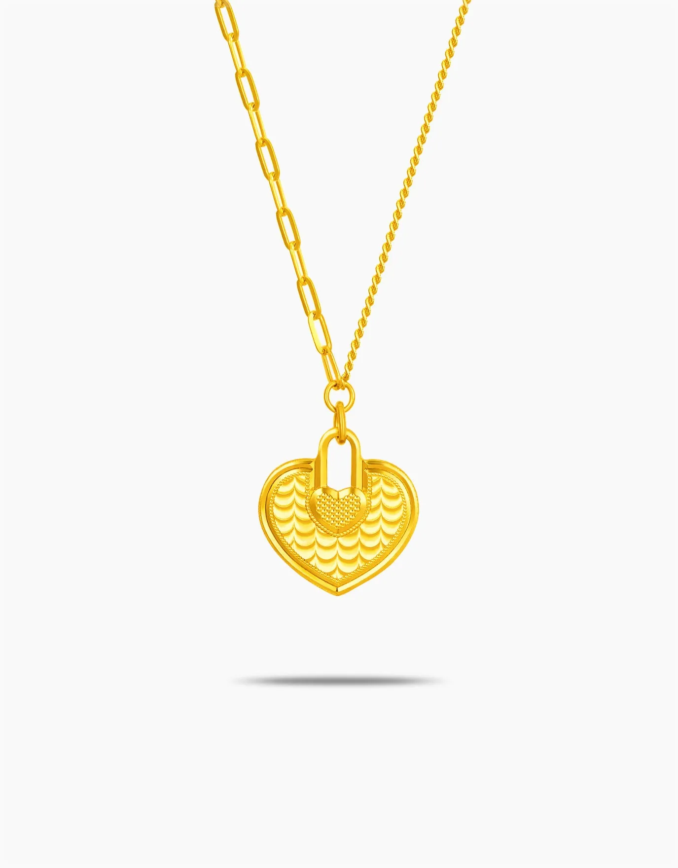 LVC 9IN Locked Heart 999 Gold Necklace