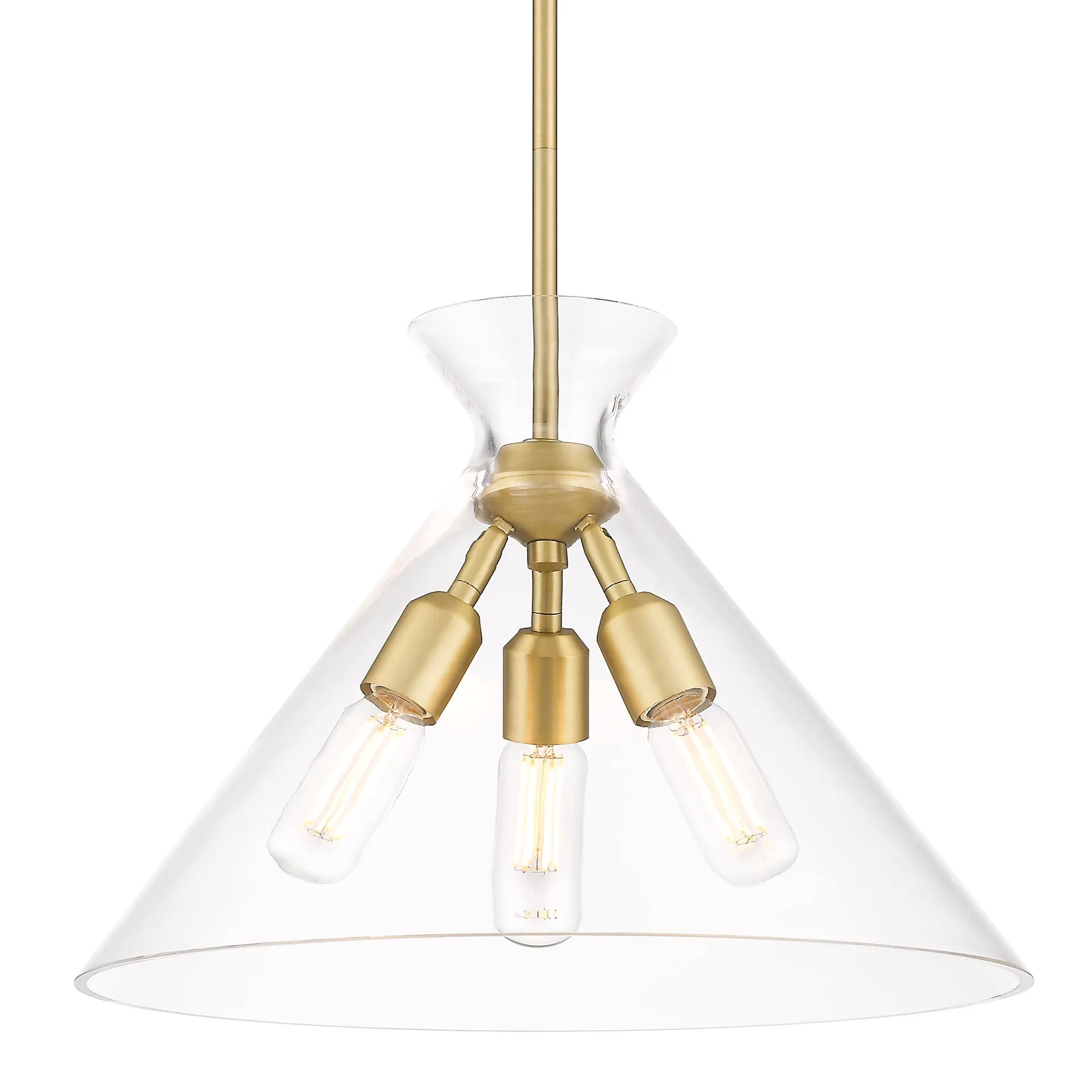 Malta 3 Light Pendant in Brushed Champagne Bronze with Clear Glass Shade
