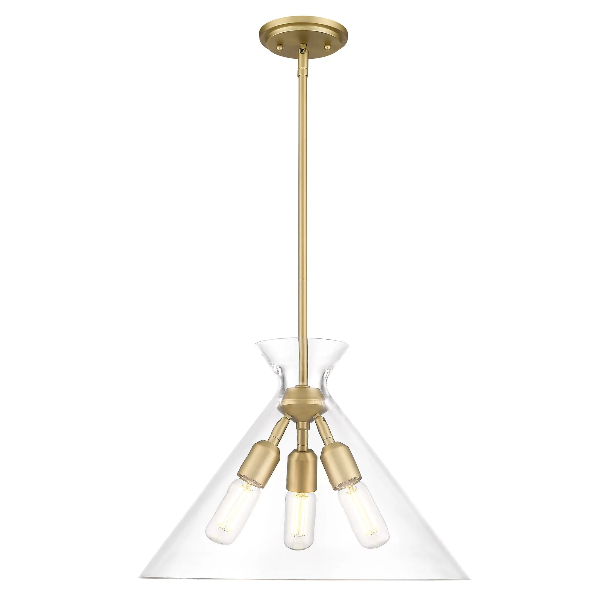 Malta 3 Light Pendant in Brushed Champagne Bronze with Clear Glass Shade