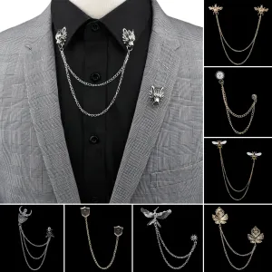 Man Suit Shirt Collar Tassel Chain