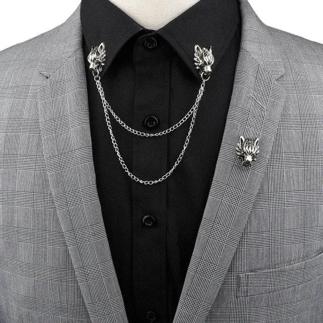 Man Suit Shirt Collar Tassel Chain