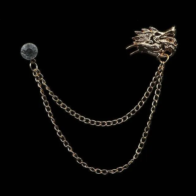 Man Suit Shirt Collar Tassel Chain