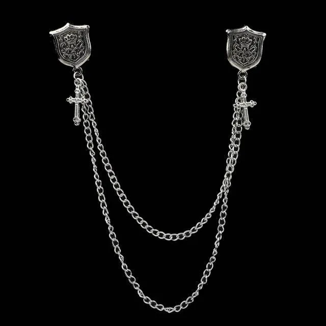 Man Suit Shirt Collar Tassel Chain