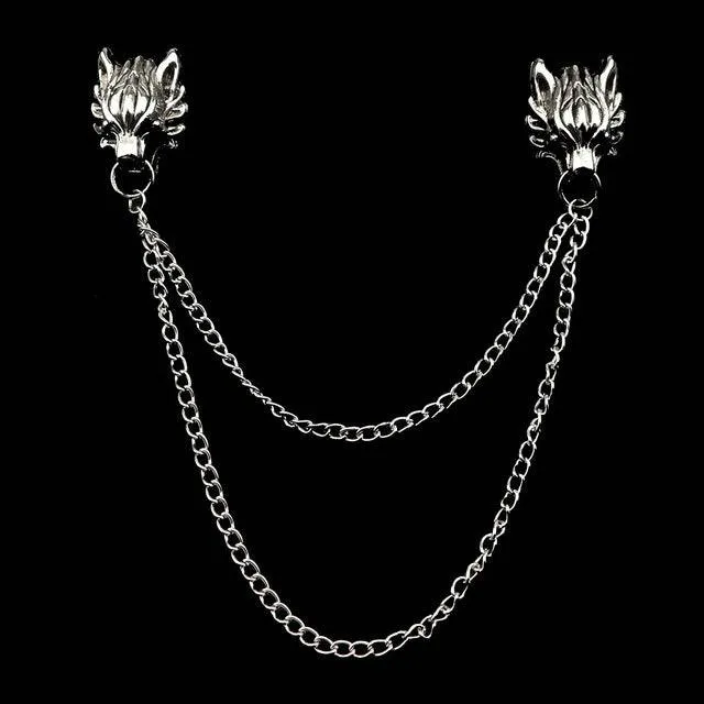 Man Suit Shirt Collar Tassel Chain