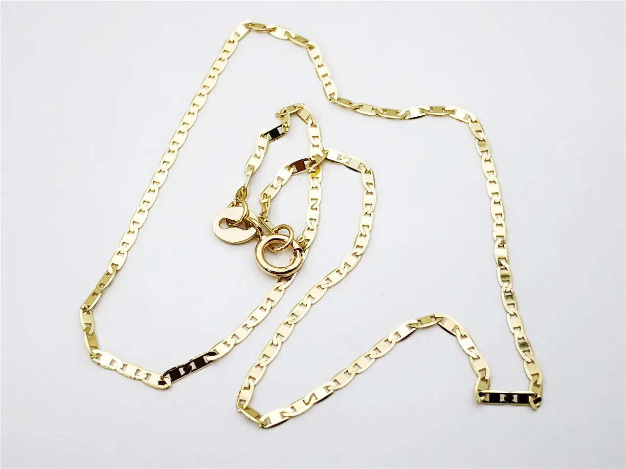 Mariner Anchor Anklet Chain 10K Solid Yellow Gold , 10" - 1.2mm - Dainty Anklet, Minimalist, Flat Chain Anklet, Genuine 10K Gold