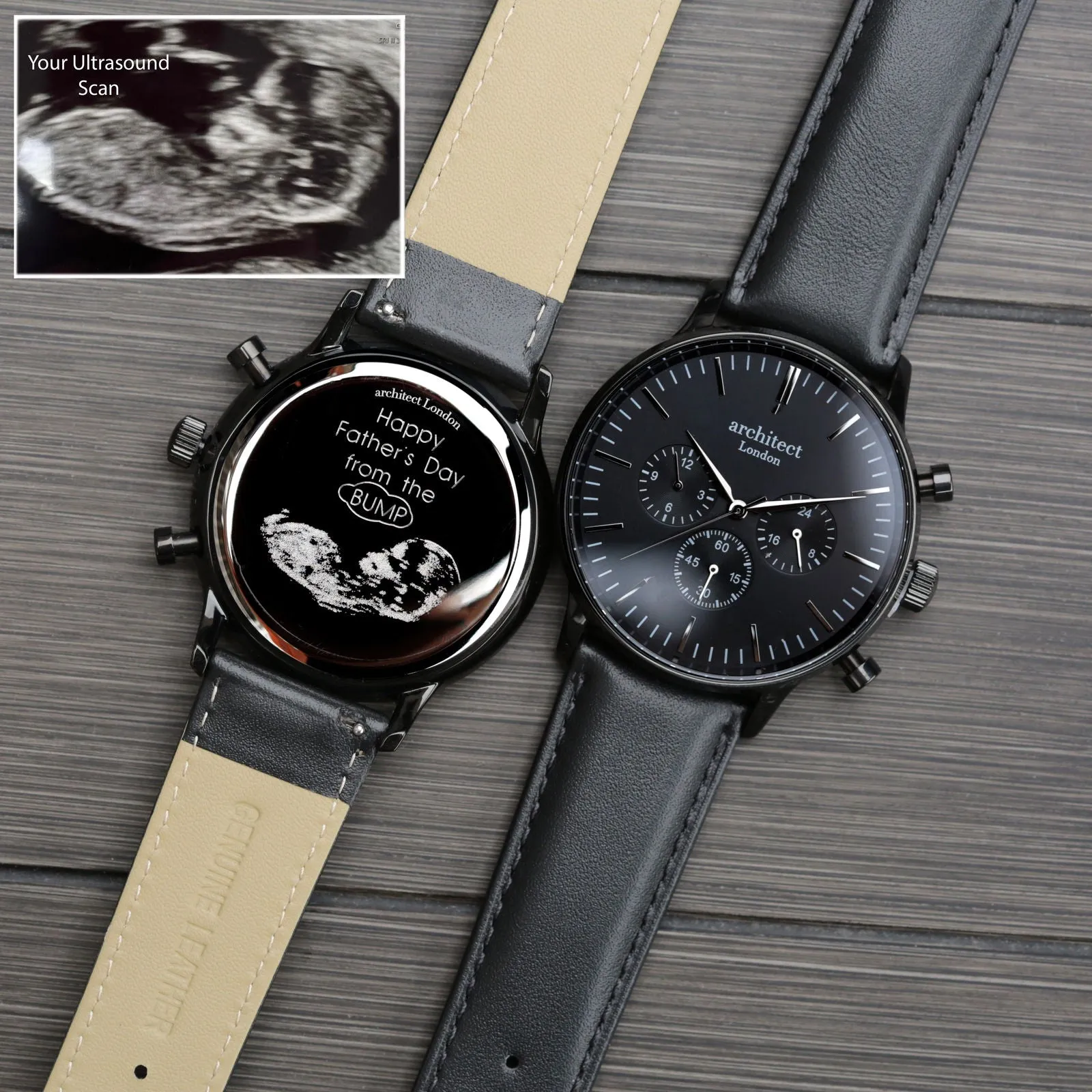 Men's Handwriting Engraved Watch - Architect Motivator - Black
