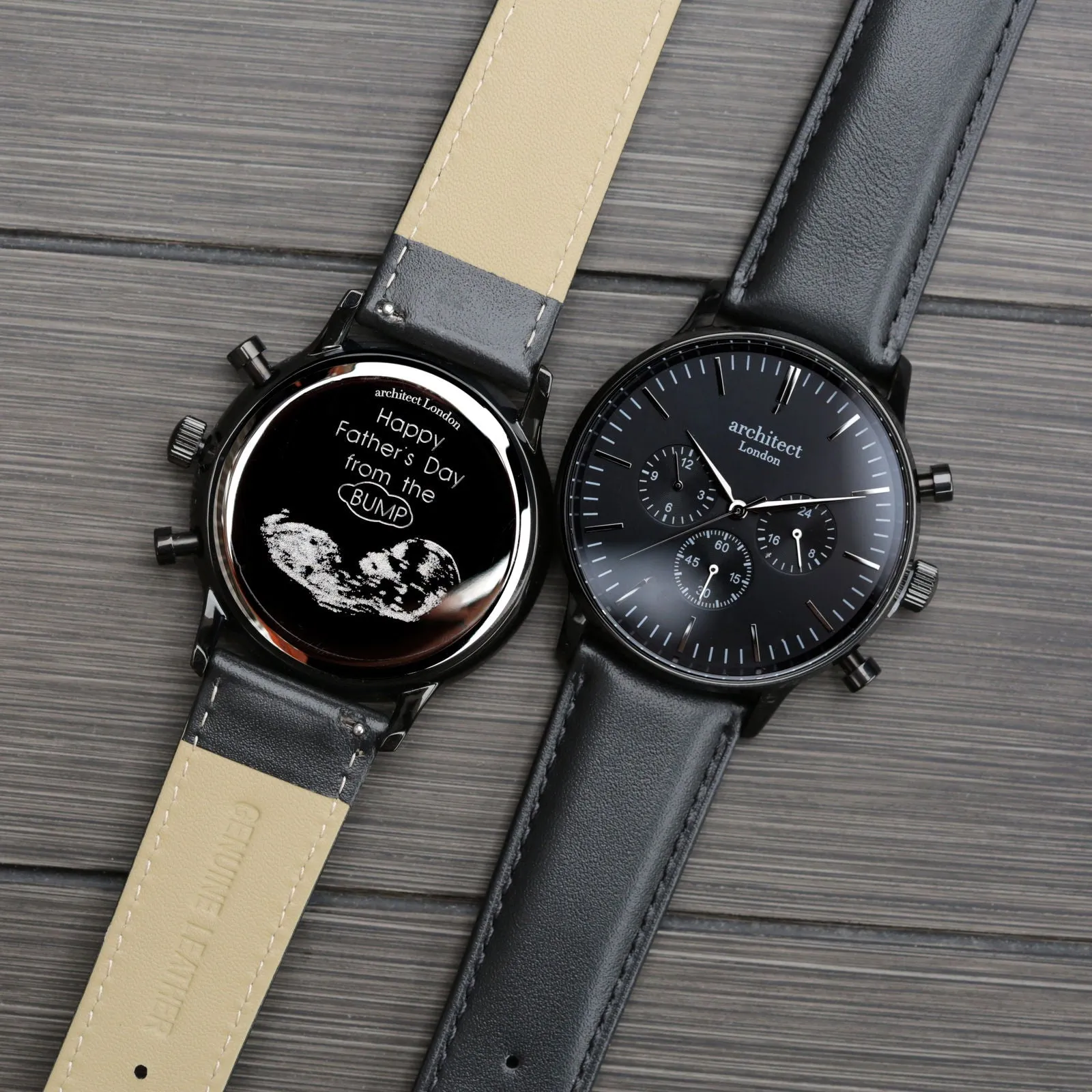 Men's Handwriting Engraved Watch - Architect Motivator - Black