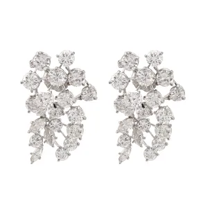 Mid Century 6.2 Carat Total Weight Diamond Platinum Earrings