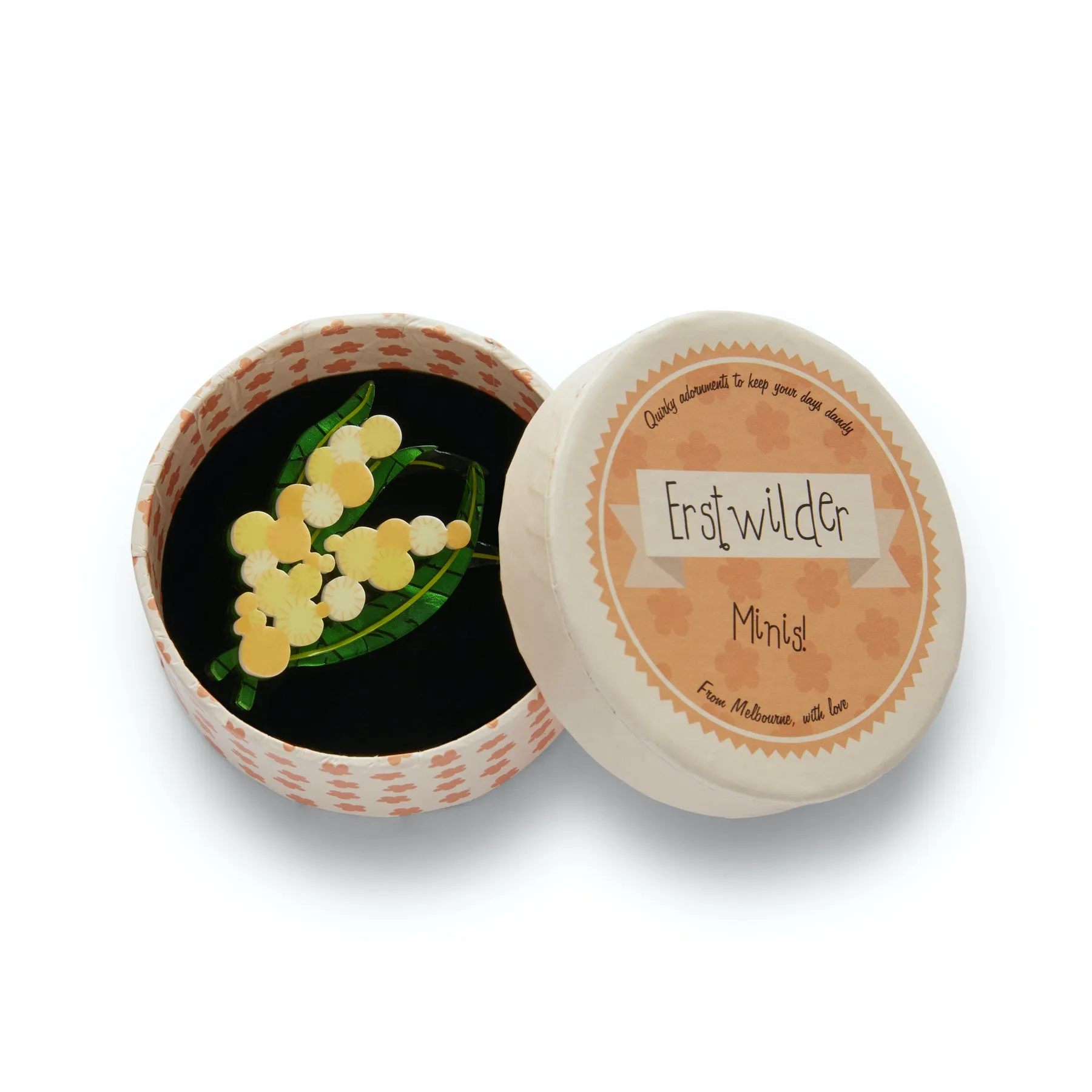 Mini Insects & Flowers Collection Woven Wattle Brooch