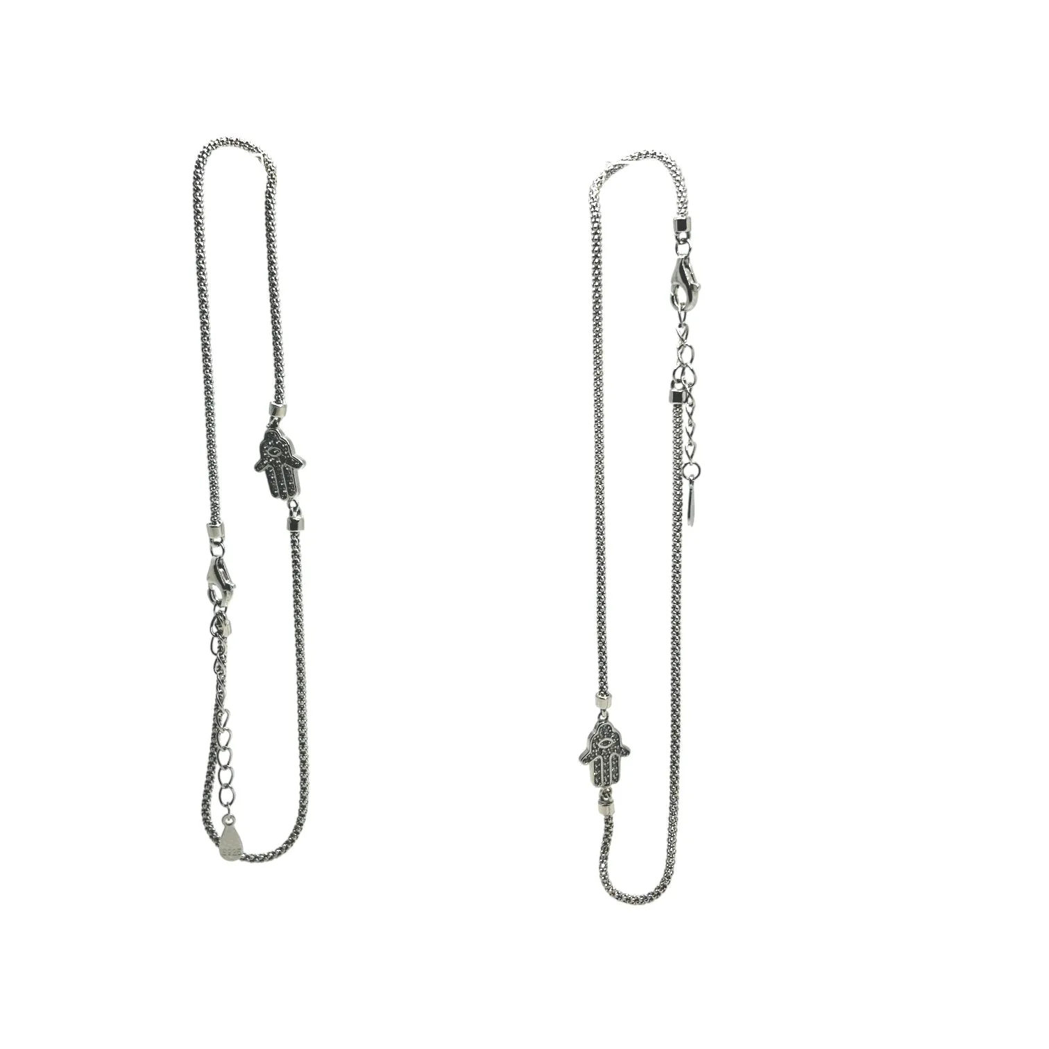 Modern Hamsa sterling silver Anklets