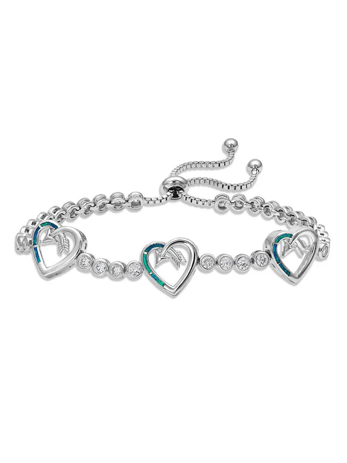 Montana Silversmiths BC3949 Womens Follow Your Arrow Heart Bolo Bracelet Silver