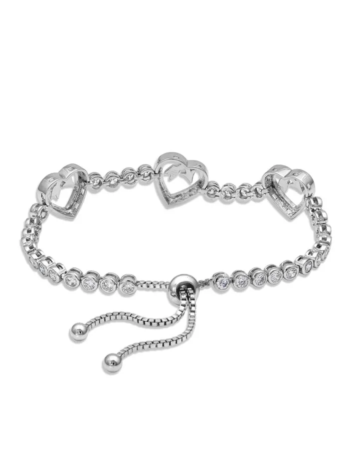 Montana Silversmiths BC3949 Womens Follow Your Arrow Heart Bolo Bracelet Silver