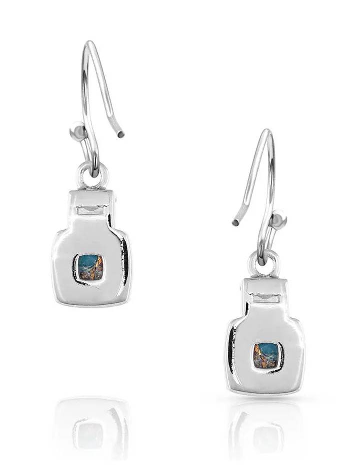 Montana Silversmiths ER5178 Womens Golden Rush Turquoise Earrings Silver