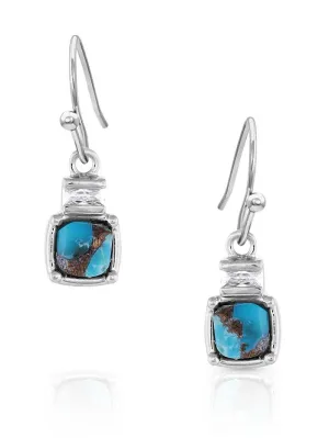 Montana Silversmiths ER5178 Womens Golden Rush Turquoise Earrings Silver