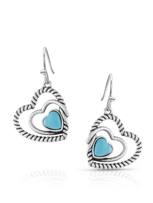 Montana Silversmiths ER5179 Womens Clearer Ponds Turquoise Heart Earrings Silver