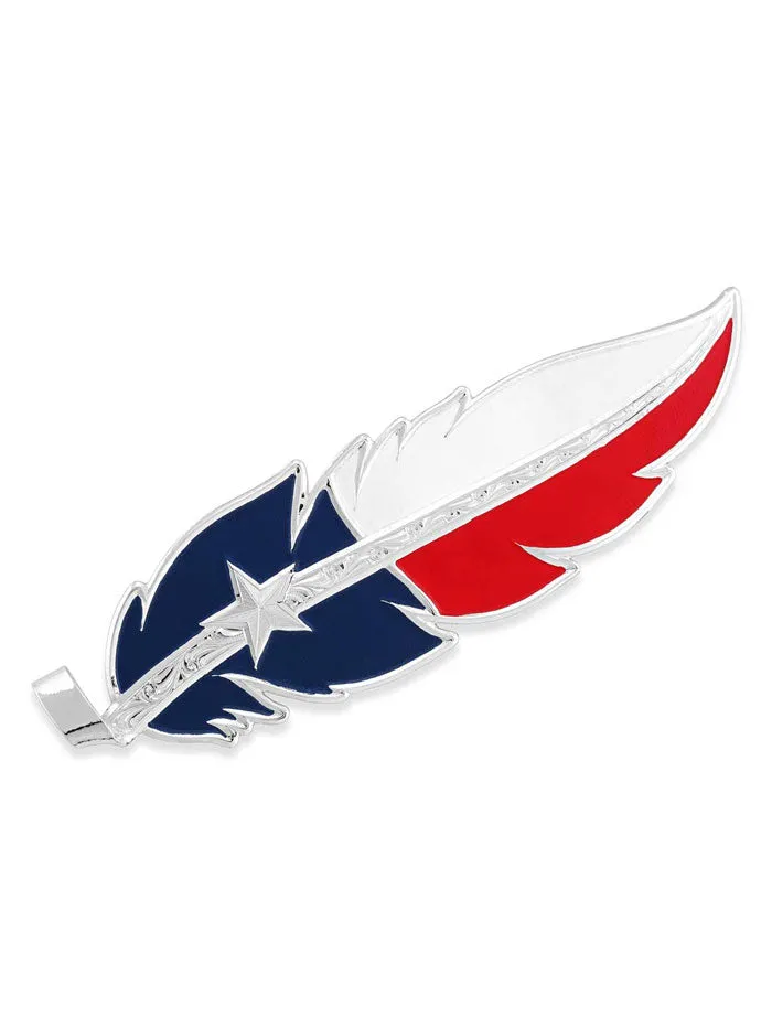 Montana Silversmiths HF5458TX Hat Feather Silver Texas Flag