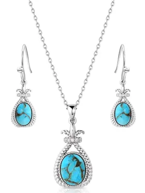 Montana Silversmiths JS6035 Womens Turquoise Revival Jewelry Set Silver