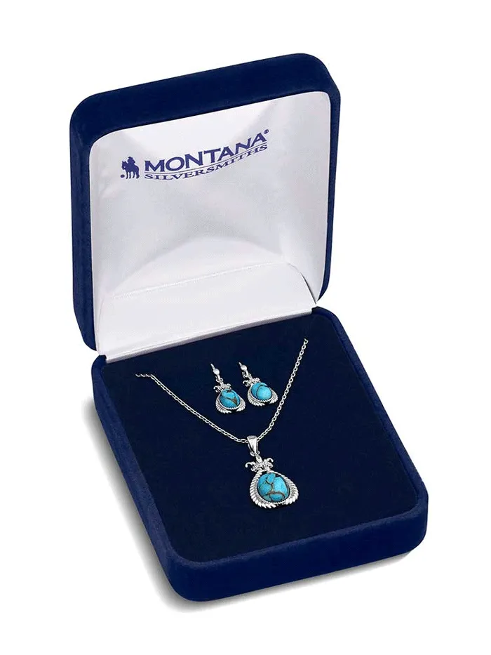 Montana Silversmiths JS6035 Womens Turquoise Revival Jewelry Set Silver