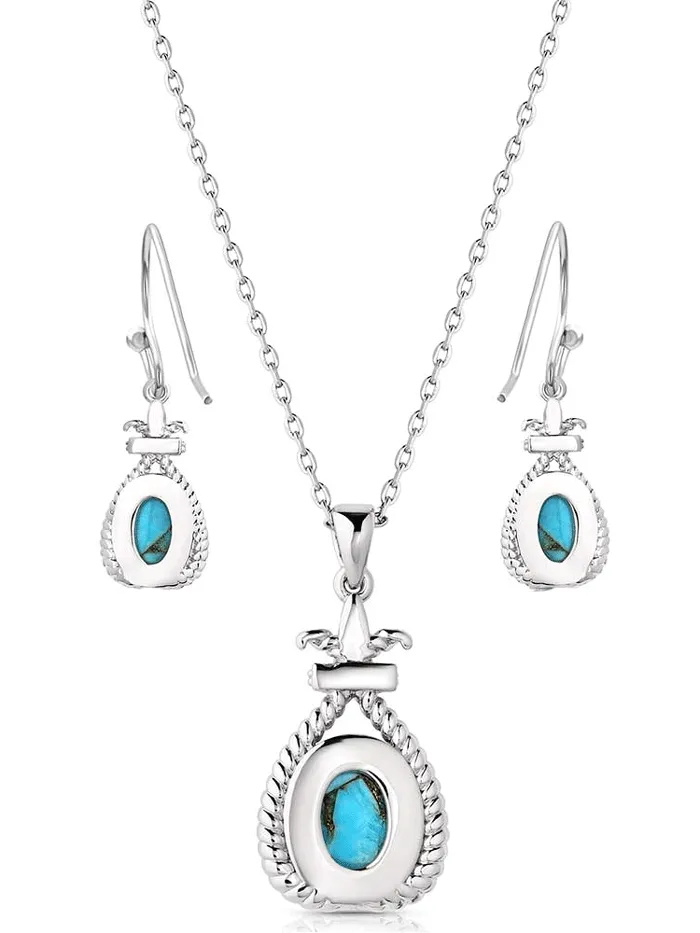 Montana Silversmiths JS6035 Womens Turquoise Revival Jewelry Set Silver