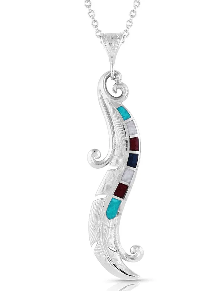 Montana Silversmiths NC4836 Womens Dreamweaver Feather Necklace Silver