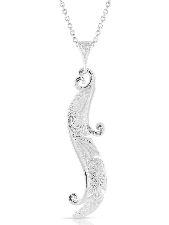 Montana Silversmiths NC4836 Womens Dreamweaver Feather Necklace Silver