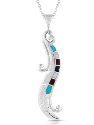 Montana Silversmiths NC4836 Womens Dreamweaver Feather Necklace Silver
