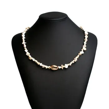 MOON GIRL Unique Design Stone Choker Handmade Trendy Puka Shell Beaded Necklace for Women Boho Girl Jewelry Dropshipping