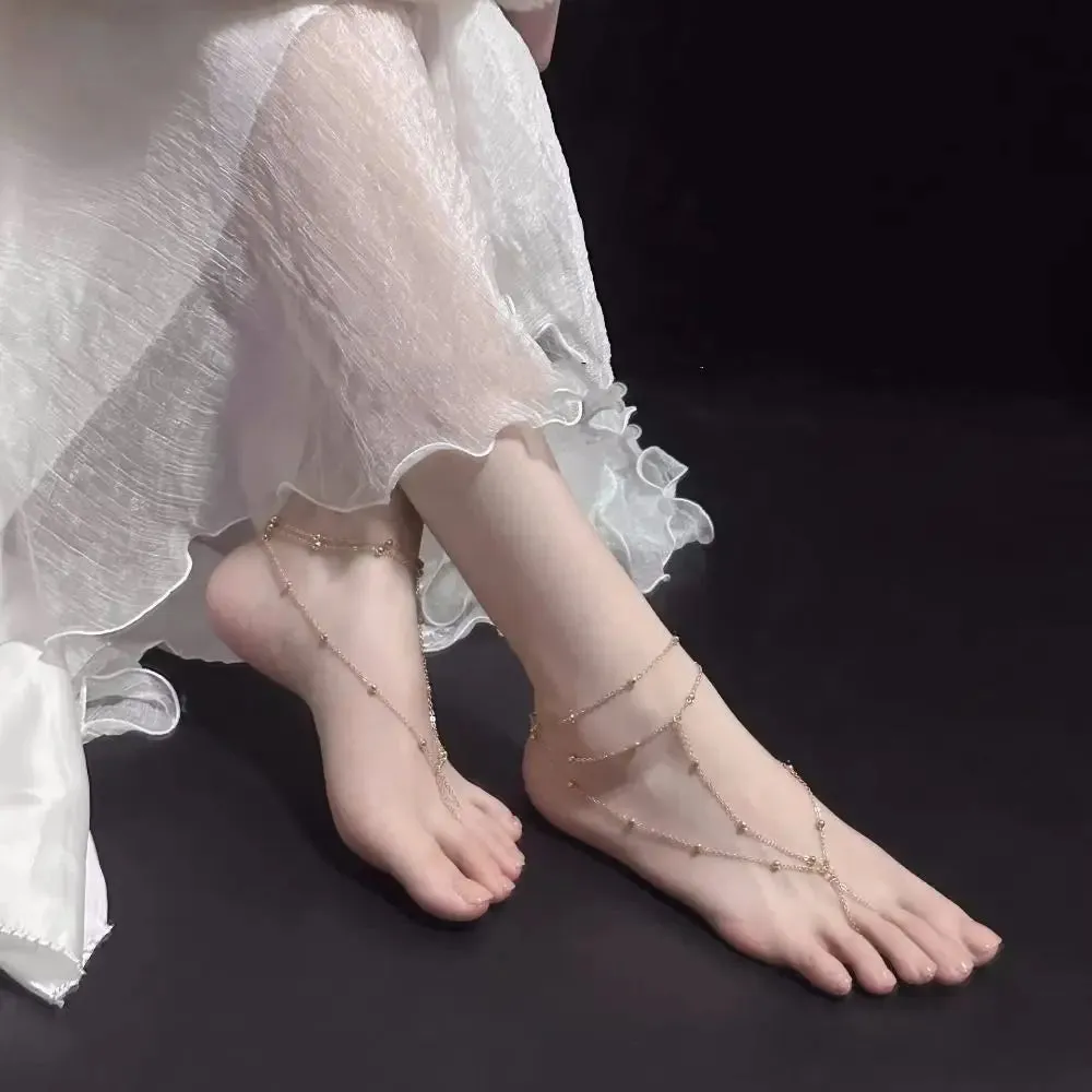 Multilayer Mesh Tassel Anklet