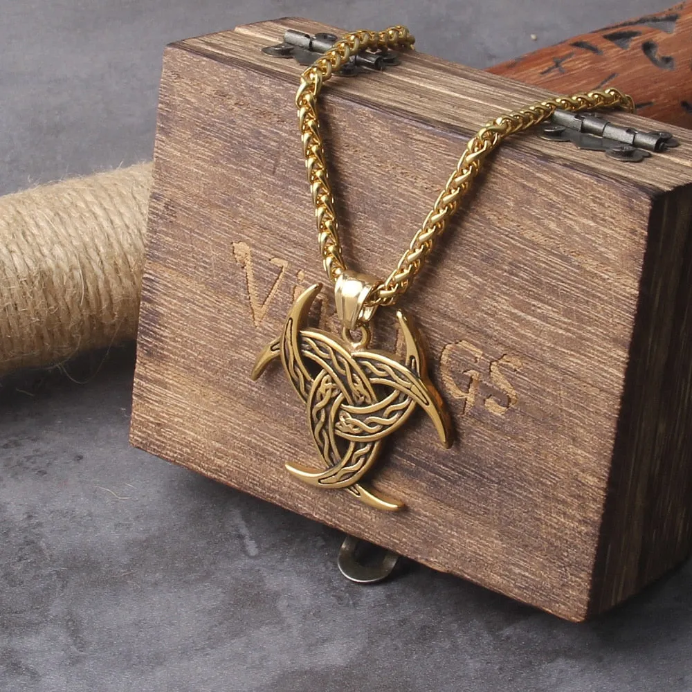 Never Fade Vikings Trinity Necklaces Stainless Steel neopaganism Norse Rune Amulet Pendant
