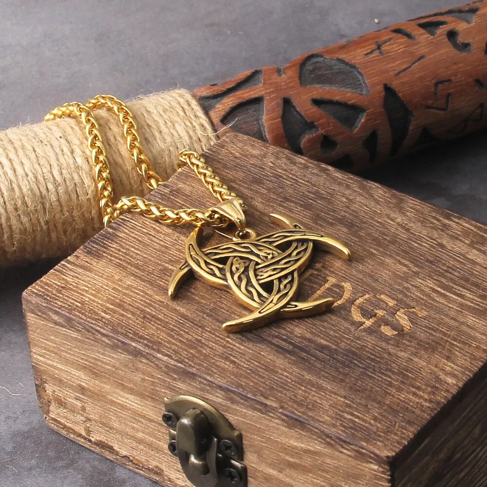 Never Fade Vikings Trinity Necklaces Stainless Steel neopaganism Norse Rune Amulet Pendant