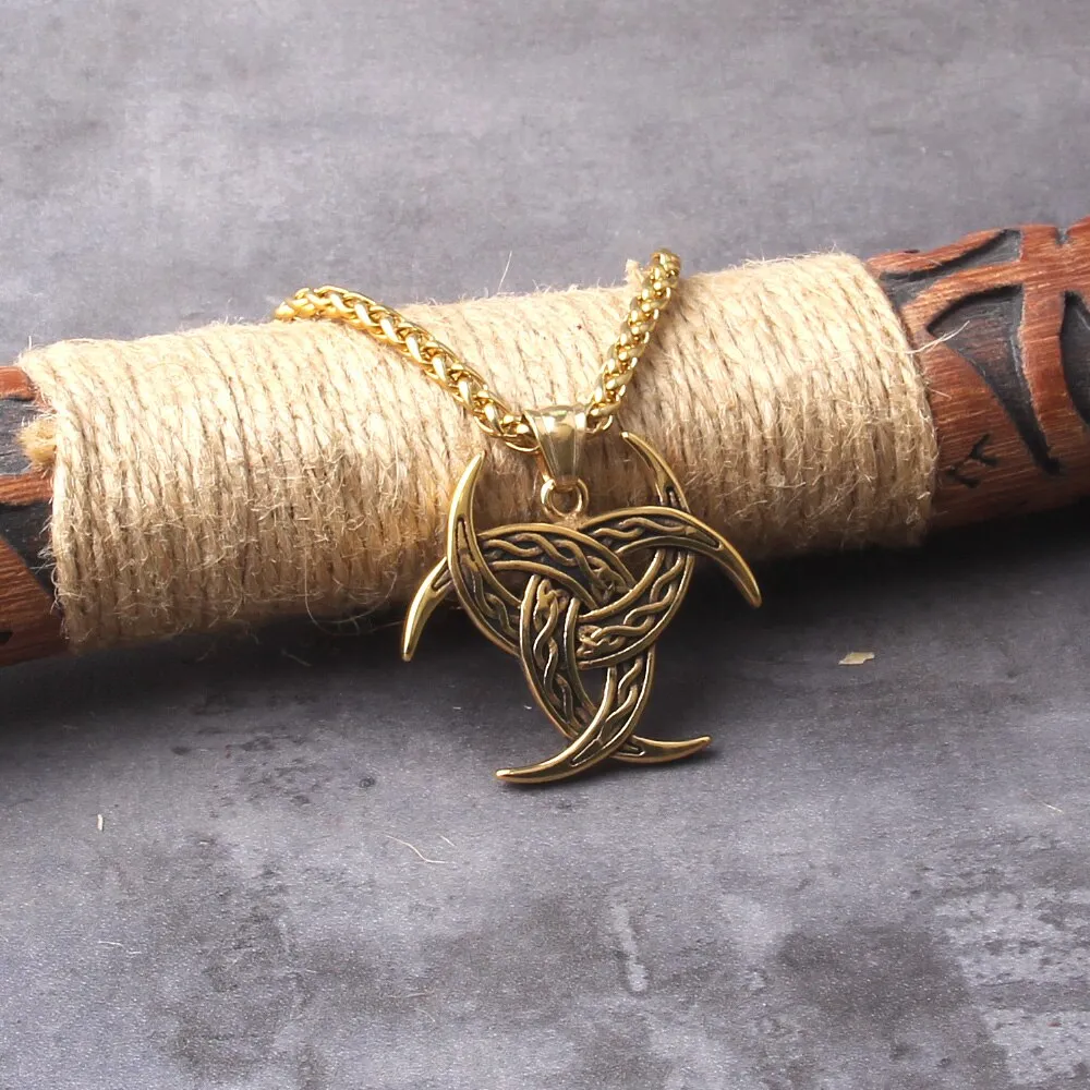 Never Fade Vikings Trinity Necklaces Stainless Steel neopaganism Norse Rune Amulet Pendant