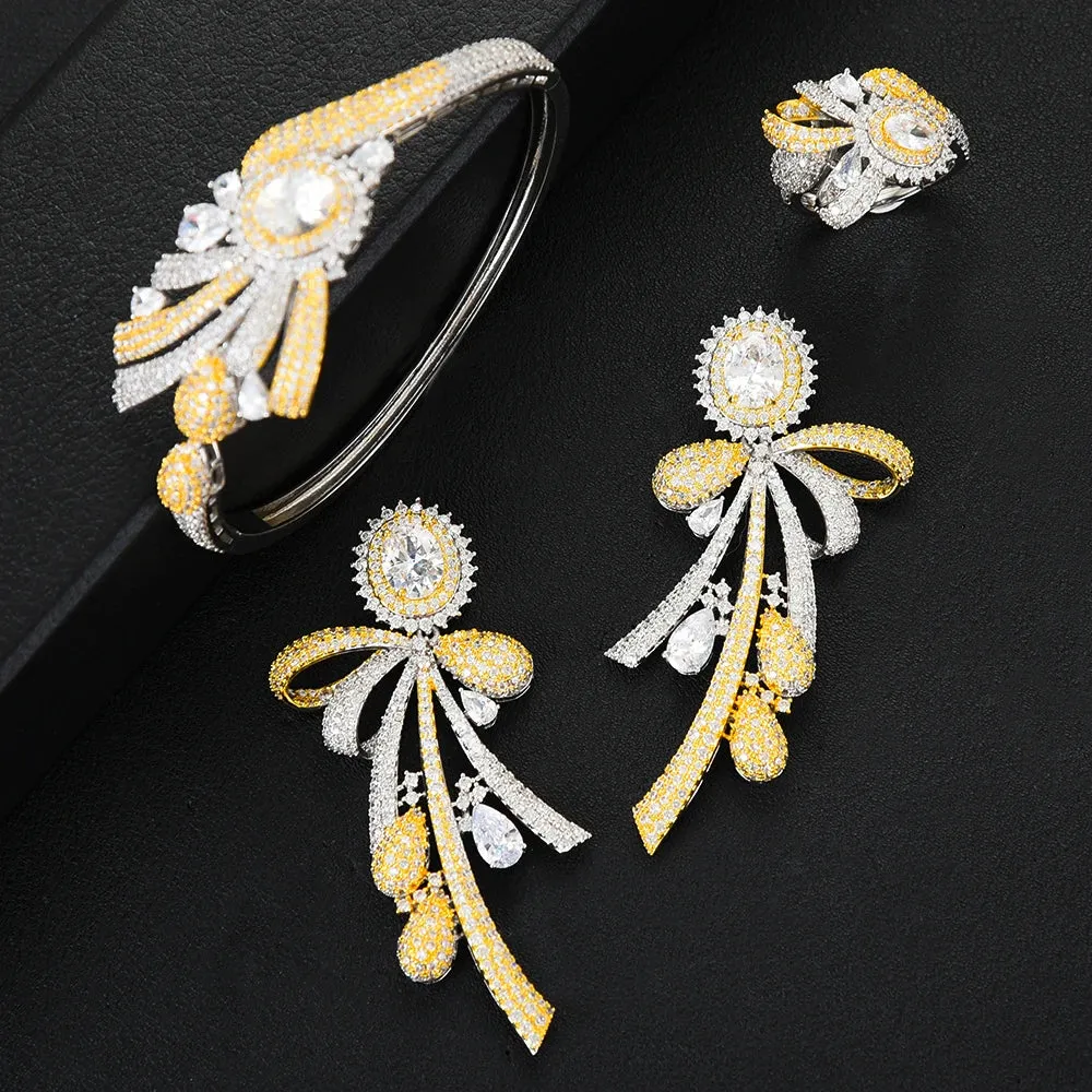 New Gorgeous 4PCS Chokers Necklace Earring Sets Cubic Zirconia Jewelry Sets for Women