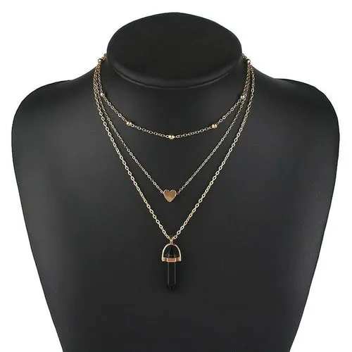 NEW Vintage Opal Stone Chokers Necklaces Fashion Multi Layer Crystal
