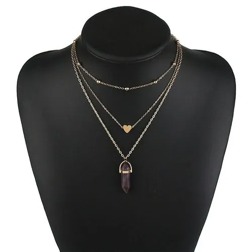 NEW Vintage Opal Stone Chokers Necklaces Fashion Multi Layer Crystal