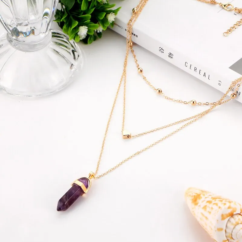 NEW Vintage Opal Stone Chokers Necklaces Fashion Multi Layer Crystal