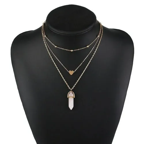NEW Vintage Opal Stone Chokers Necklaces Fashion Multi Layer Crystal
