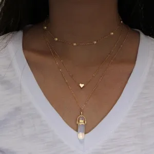 NEW Vintage Opal Stone Chokers Necklaces Fashion Multi Layer Crystal