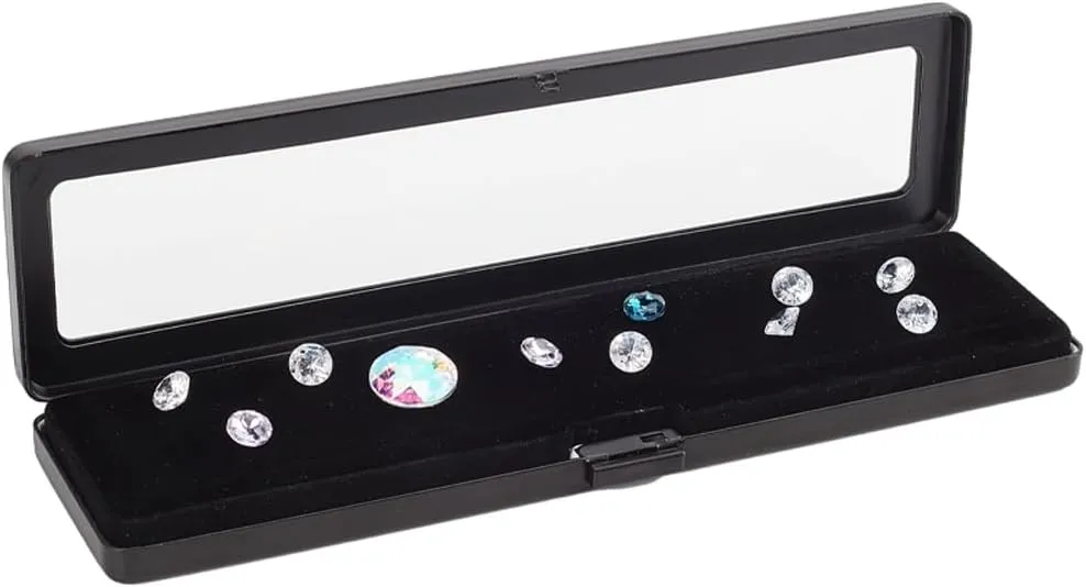 PH PandaHall Diamond Display Boxes Gem Container Holder Gemstone Jewelry Box Show Case Storage Box Holder with Lids and Velvet for Gems Jewelry Displaying and Gift Packing 7.8x2.1 inch