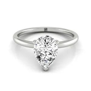 Plat Pear Double Hidden Halo Solitaire Engagement Ring With 25 Prong Set Round Diamonds